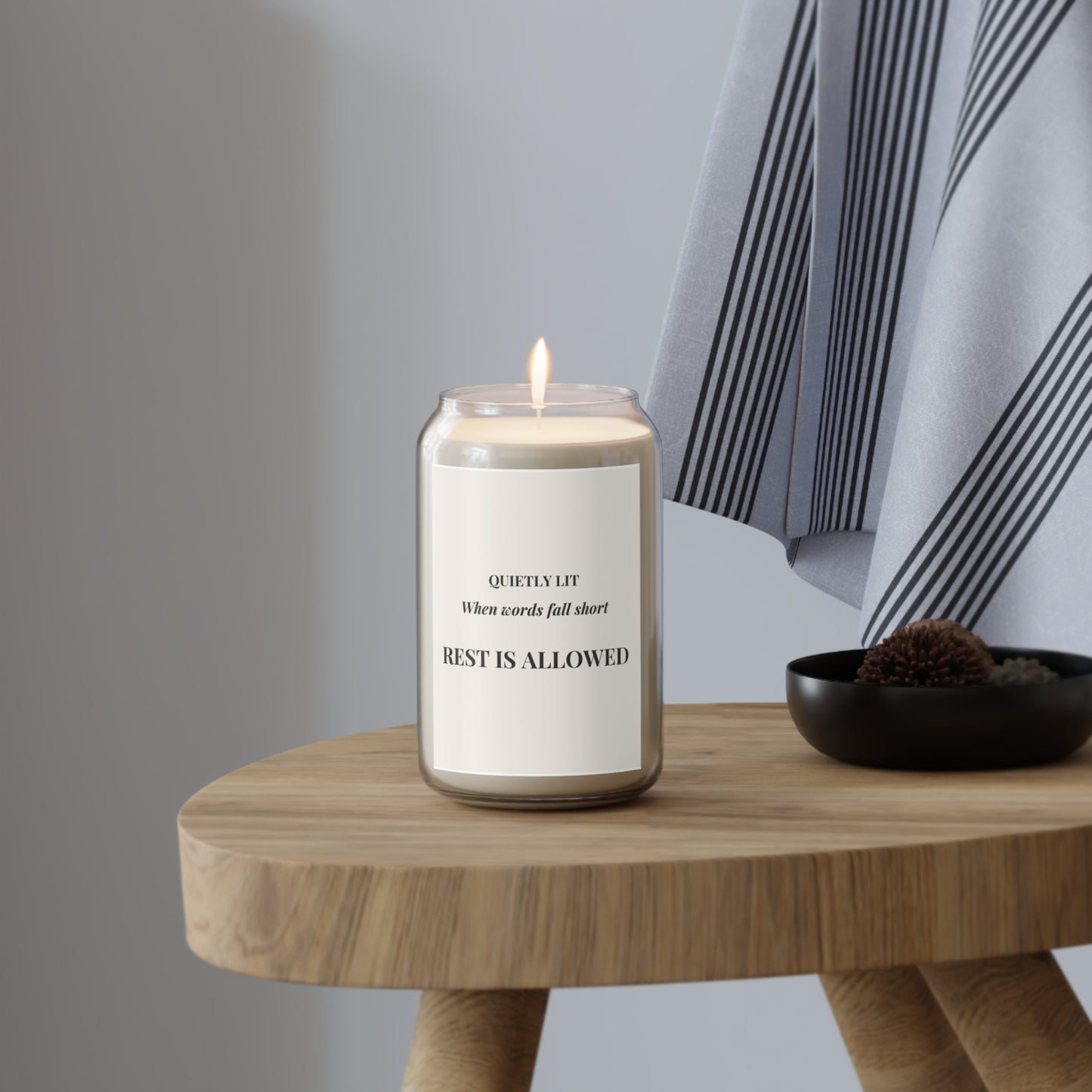 Scented Soy Candle (13.75oz) — "Rest Is Allowed" Quietly Lit Aromatherapy Jar
