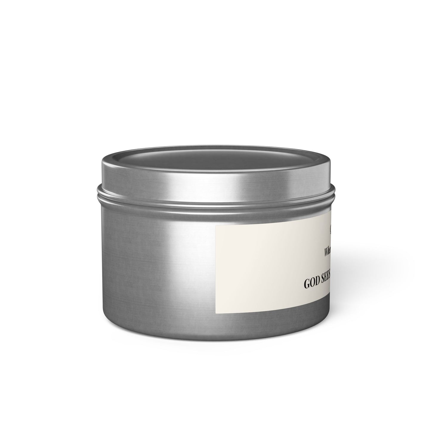 Quietly Lit Tin Candle — "When Words Fail Short, God Sees the Unseen Work" — Encouraging Prayer Gift