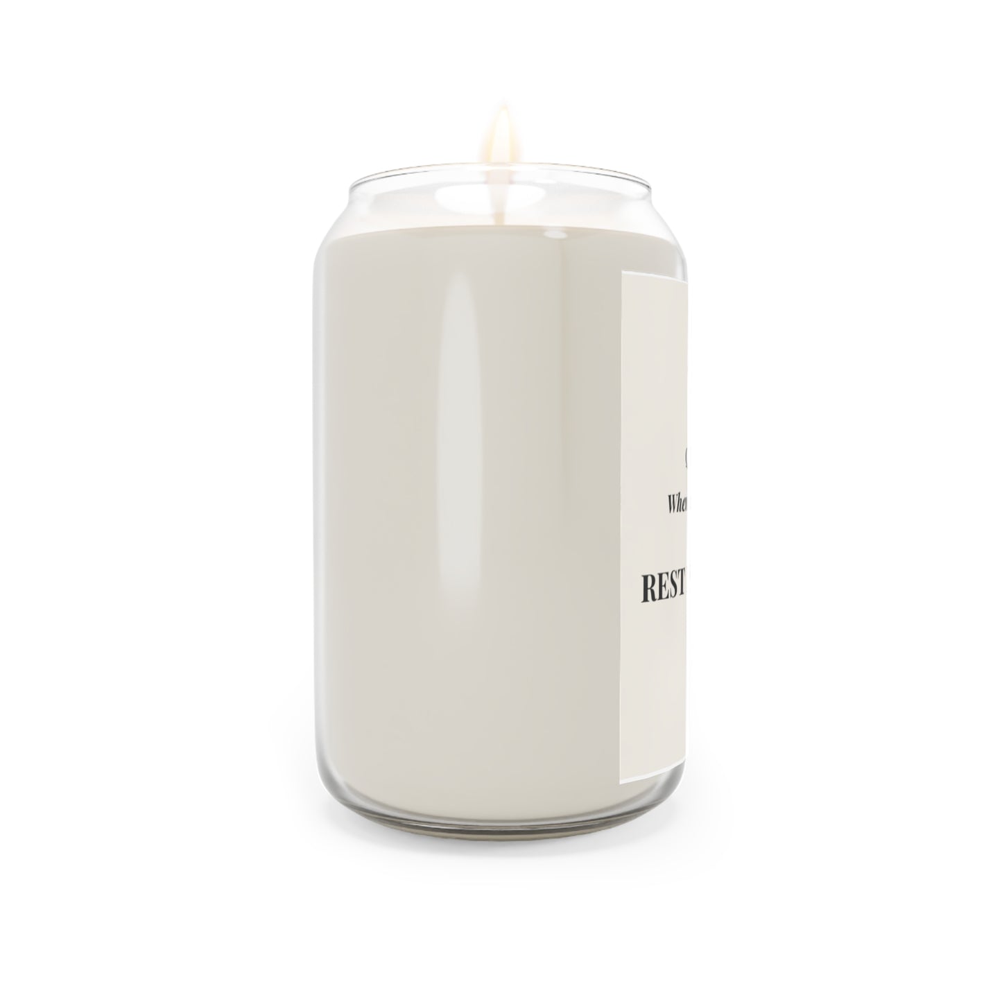 Scented Soy Candle (13.75oz) — "Rest Is Allowed" Quietly Lit Aromatherapy Jar