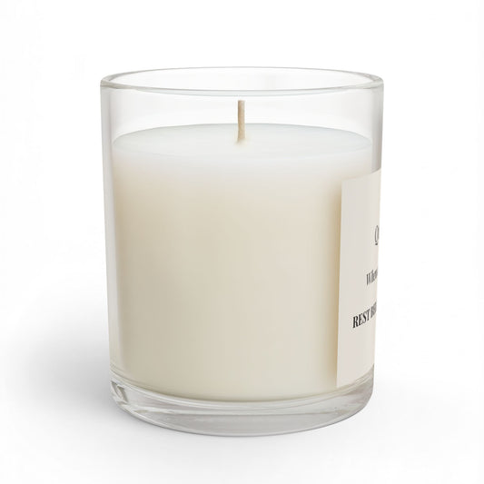 Quietly Lit Glass Candle — 11oz Scented Memorial & Comfort Candle ("When words fall short, rest belong to you too")